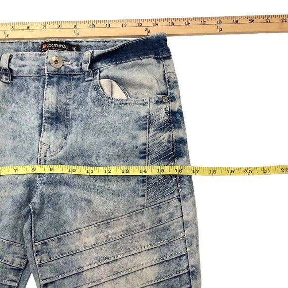 Southpole Moto Jeans Slim Straigth Leg Mid-Rise Blue Denim Womens Size 16 - Picture 9 of 14